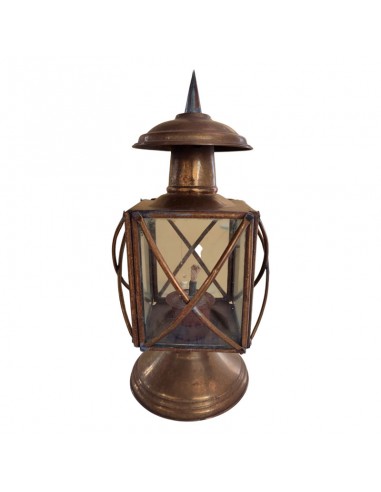 FAROL ANTIGUO DE LATÓN Y CRISTAL 24x13