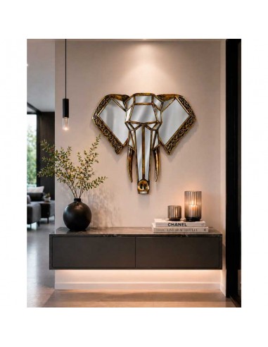 ESPEJO CABEZA ELEFANTE DORADO 38x41