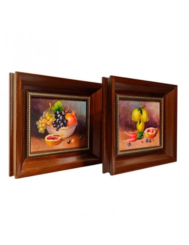 PAREJA CUADROS ÓLEO BODEGONES 33x40