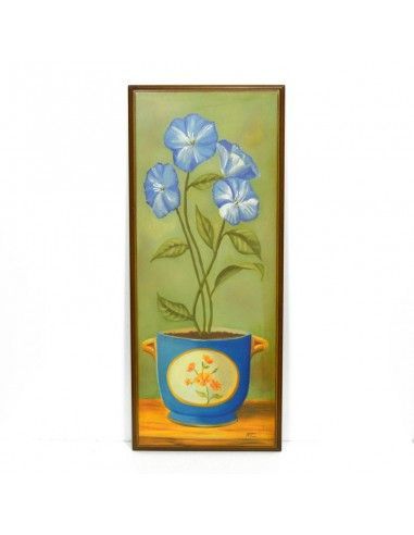 CUADRO DE FLOR AZUL EN MACETA
