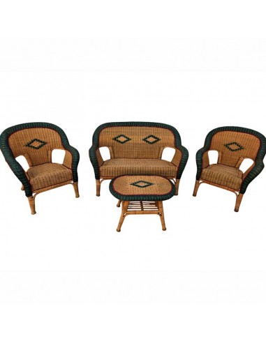 CONJUNTO DE MIMBRE CUATRO PIEZAS JARDIN