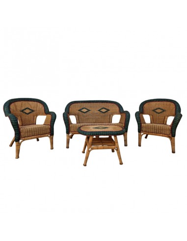 CONJUNTO DE MIMBRE CUATRO PIEZAS JARDIN