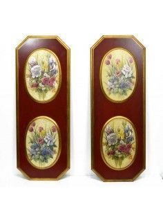 PAREJA DE CUADROS CON DOBLE IMAGEN DE FLORES