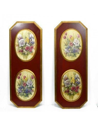 PAREJA DE CUADROS CON DOBLE IMAGEN DE FLORES