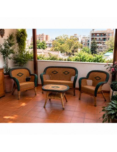 CONJUNTO DE MIMBRE CUATRO PIEZAS JARDIN