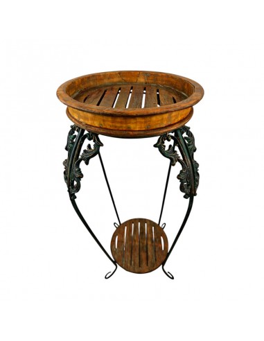 MACETERO DE PIE FORJA Y MADERA 78x42