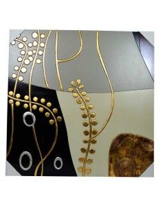 CUADRO CON DIBUJO MODERNO DORADO-NEGRO-GRIS