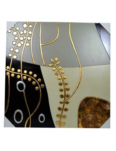 CUADRO CON DIBUJO MODERNO DORADO-NEGRO-GRIS