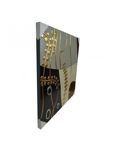 CUADRO CON DIBUJO MODERNO DORADO-NEGRO-GRIS