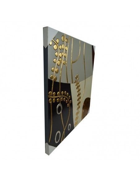 CUADRO CON DIBUJO MODERNO DORADO-NEGRO-GRIS