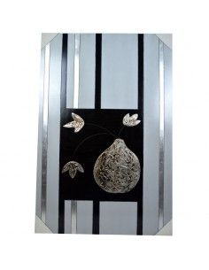 CUADRO CON JARRON  MODERNO PLATA-NEGRO-GRIS