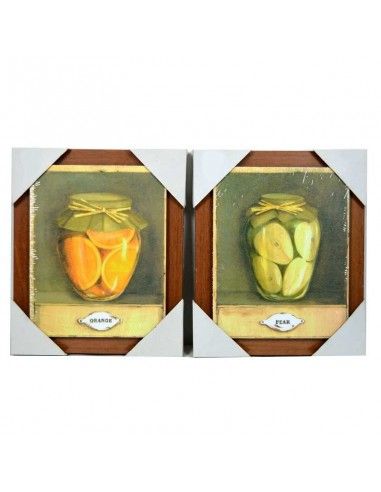 PAREJA DE CUADROS EN MADERA DE FRUTA