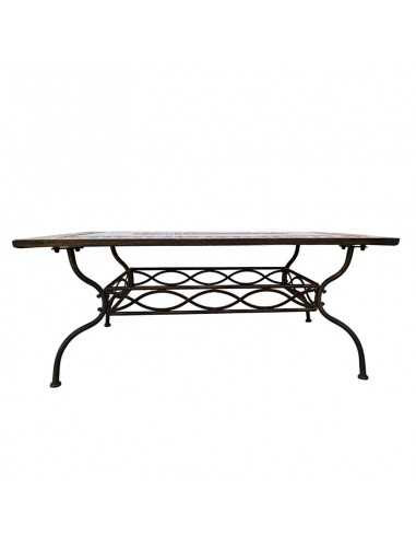 MESA DE CENTRO DE FORJA Y MOSAICO 45x110