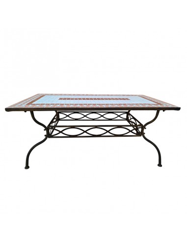 MESA DE CENTRO DE FORJA Y MOSAICO 45x110