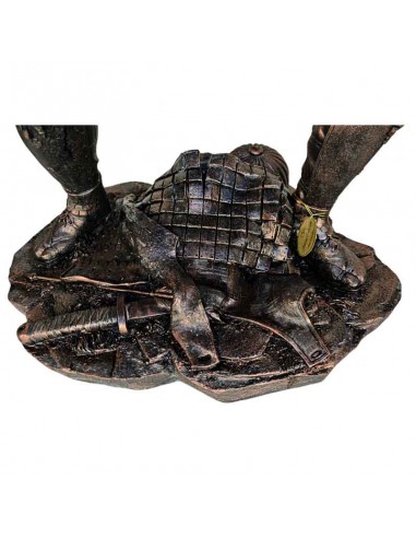 ESTATUA SAMURÁI COBRE Y ORO 158x76