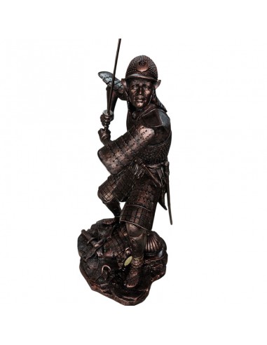 ESTATUA SAMURÁI COBRE Y ORO 158x76