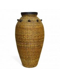 JARRON DE CERAMICA Y RATTAN
