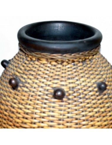 JARRON DE CERAMICA Y RATTAN