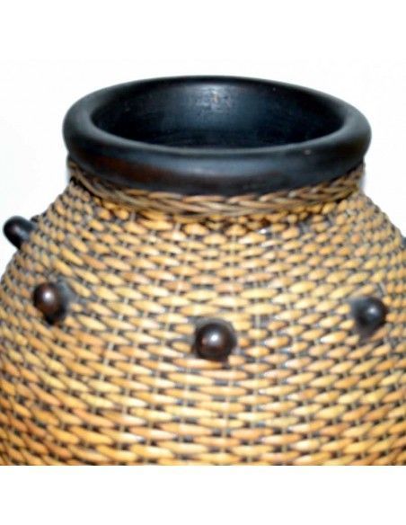 JARRON DE CERAMICA Y RATTAN