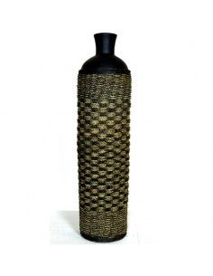 JARRON DE CERAMICA Y RATTAN
