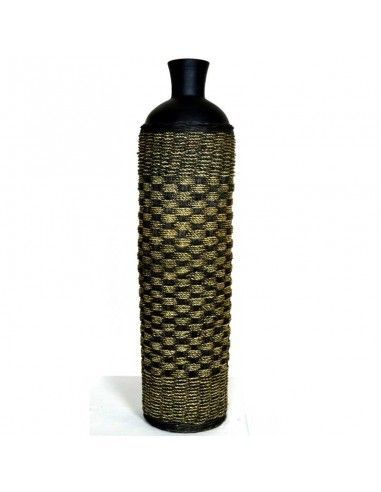 JARRON DE CERAMICA Y RATTAN