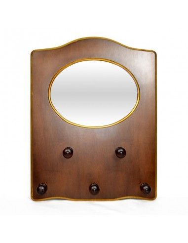 PERCHA DE PARED MADERA CON ESPEJO