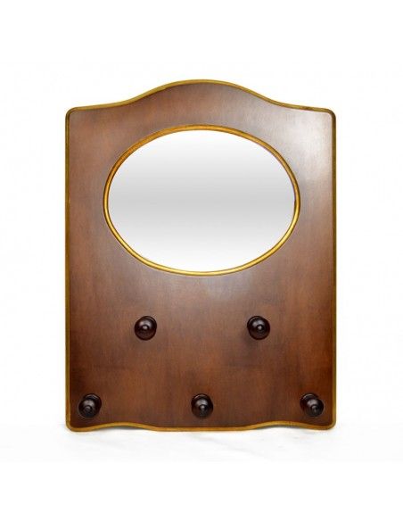 PERCHA DE PARED MADERA CON ESPEJO