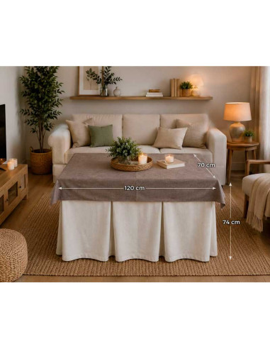 ROPA MESA CAMILLA COMPLETA BEIGE Y...