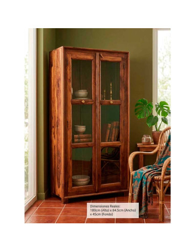 VITRINA EN PALISANDRO MACIZO 180x84.5