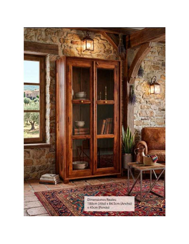 VITRINA EN PALISANDRO MACIZO 180x84.5