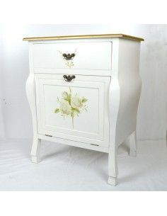 MESA AUXILIAR DE MADERA BLANCA CON FLORES 2