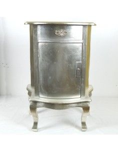 MESA AUXILIAR DE MADERA PLATEADA