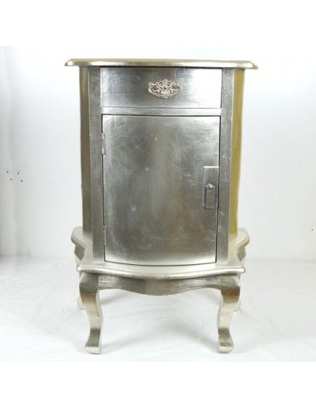 MESA AUXILIAR DE MADERA PLATEADA