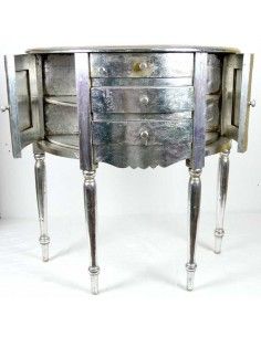 MESA AUXILIAR DE MADERA CON PAN DE PLATA 2