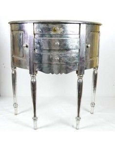 MESA AUXILIAR DE MADERA CON PAN DE PLATA