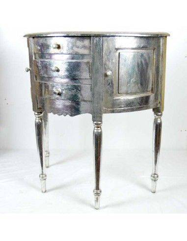 MESA AUXILIAR DE MADERA CON PAN DE PLATA