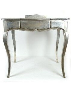 MESA AUXILIAR DE MADERA CON PAN DE PLATA
