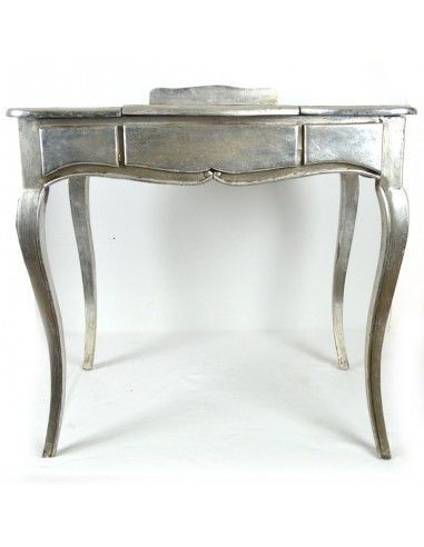 MESA AUXILIAR DE MADERA CON PAN DE PLATA