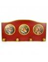 PERCHA DE PARED MADERA CON IMAGEN DE FLORES