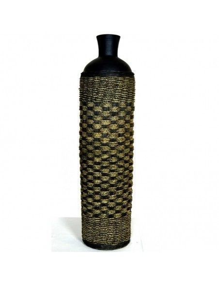 JARRON DE CERAMICA Y RATTAN