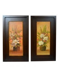 PAREJA DE CUADROS CON JARRON Y FLORES