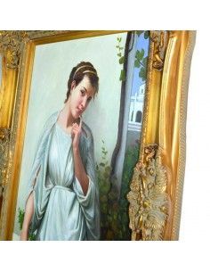 CUADRO CON PINTURA DE OLEO DE MADERA DORADO 2