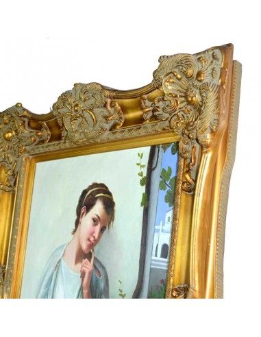 CUADRO CON PINTURA DE OLEO DE MADERA DORADO