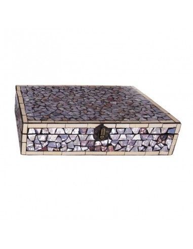 SET DE DOS CAJAS RECTANGULARES DE MOSAICO DORADO