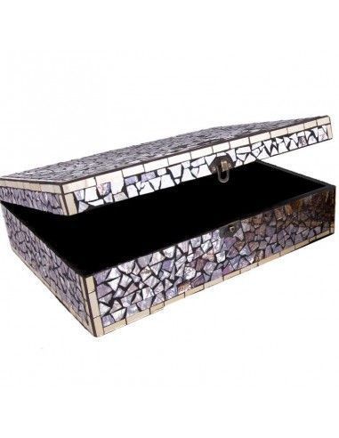 SET DE DOS CAJAS RECTANGULARES DE MOSAICO DORADO