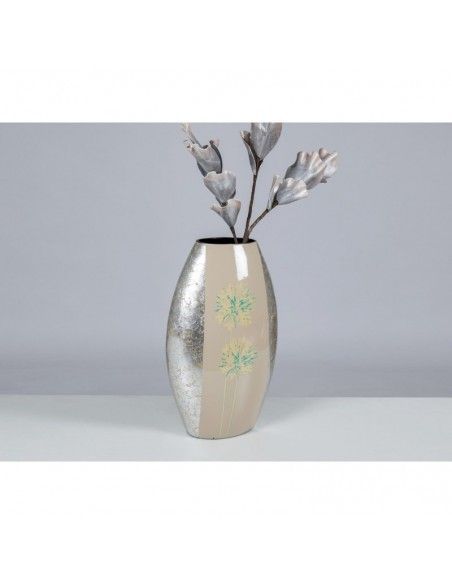 FLORERO CERAMICA OVALADO PLATA