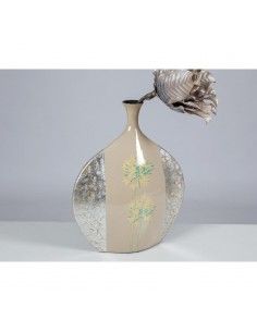 FLORERO CERAMICA ANCHO PLATA