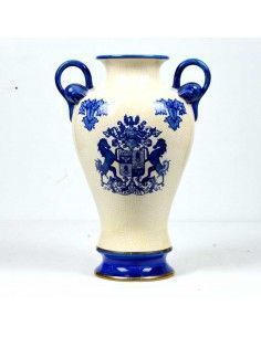 JARRON DE PORCELANA BLANCO Y AZUL