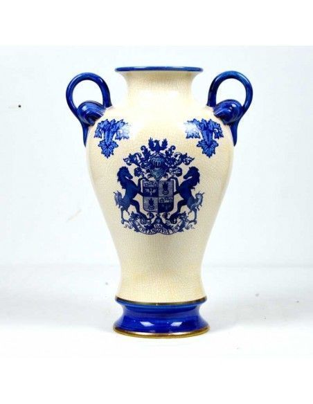 JARRON DE PORCELANA BLANCO Y AZUL