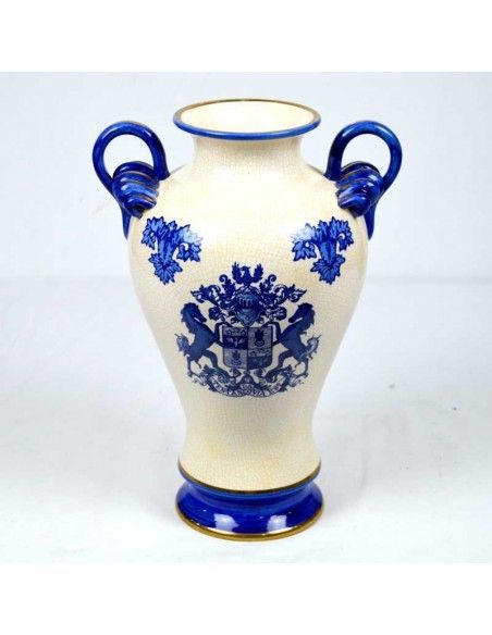 JARRON DE PORCELANA BLANCO Y AZUL